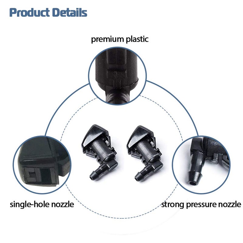 Apeixoto Front Windshielf Washer Nozzle Compatible with Hose Kits for 2008-2012 Liberty 2006-2010 Commander 2007-2011 Dodge Nitro Spray Replacement 55157319AA, 4806312AA - Image 3